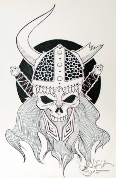 Viking skull sketch 2009