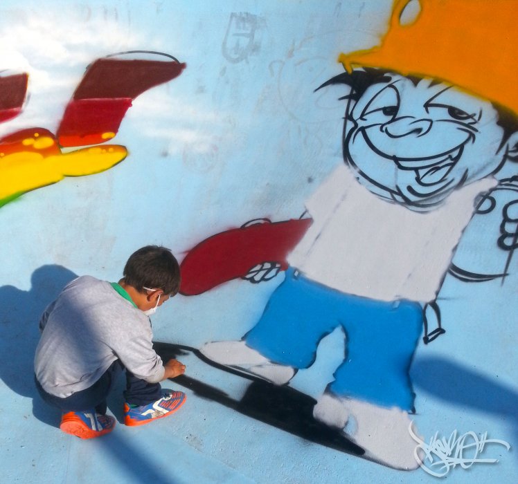 Graffiti tailerra umearekin Gallartan (2014)